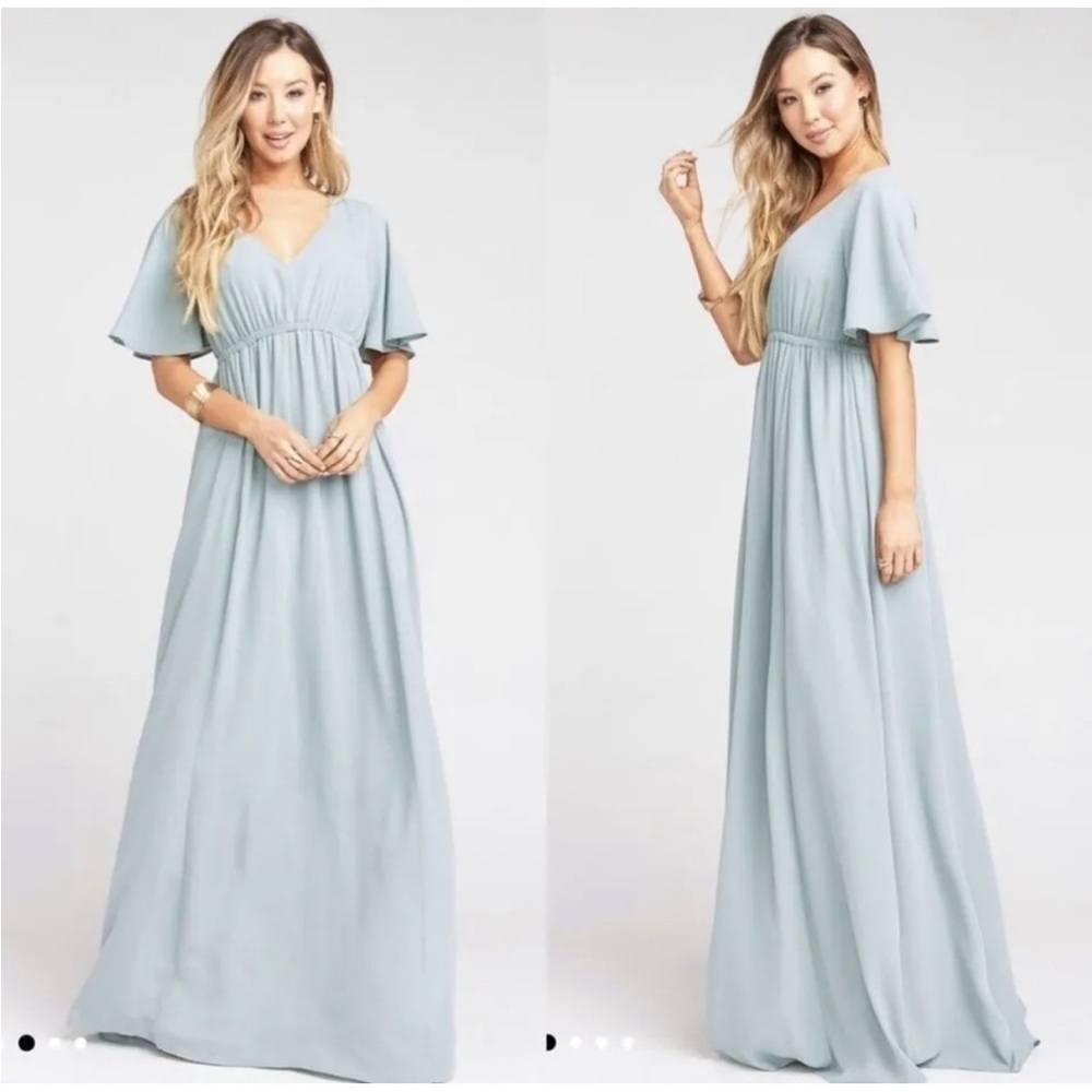 Show Me Your Mumu Emily Empire Maxi Dress In Silver Sage Medium NWT
